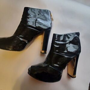 Tory Burch Glossy Black Heeled Boots
